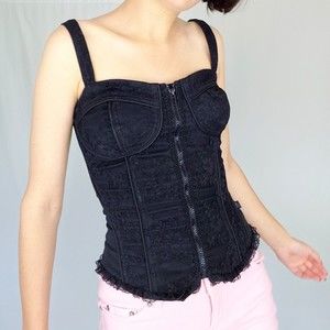 Tripp NYC Black Corset Lace Top sz L